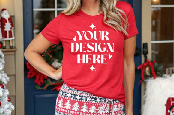 Bella Canvas 3001 Heather Red Mockup for Bold Designs