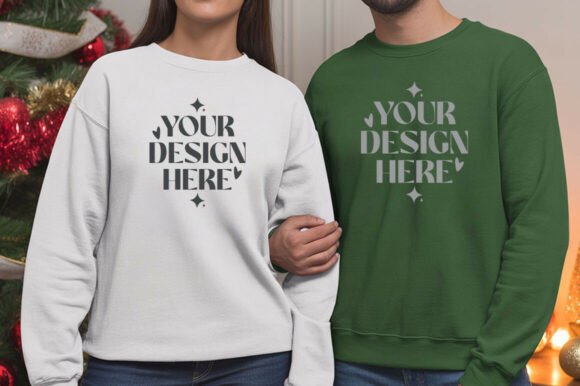 Christmas Gildan 18000 Couple Mockup: The Ultimate Visual Tool
