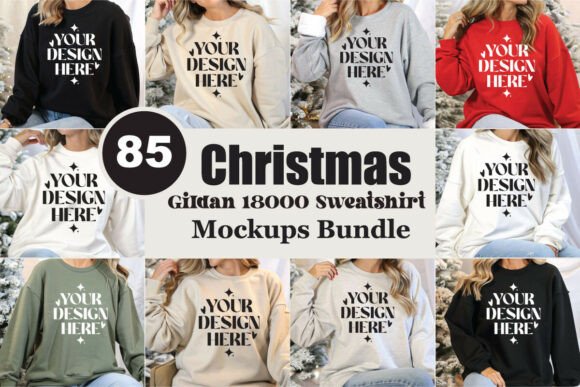 Christmas Gildan 18000 Mockup Bundle: Elevate Your Holiday Designs