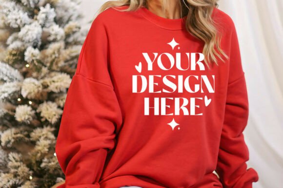 Christmas Gildan 18000 Red Mockup for Holiday Designs