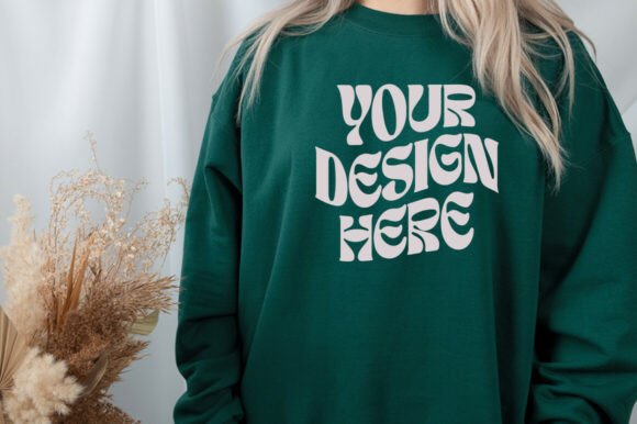 Elevating Product Displays with the Forest Green G18000 Sweatshirt Mockup
