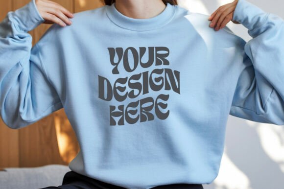 Light Blue G18000 Sweatshirt Mockup: Elevate Your Design Presentations