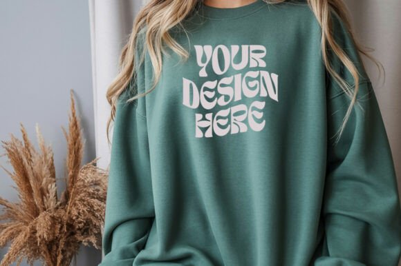 Military Green 18000 Sweatshirt Mockup for Bold Designs