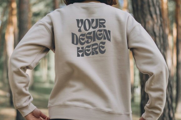 Sand Gildan 18000 Back Sweatshirt Mockup for Professional Design