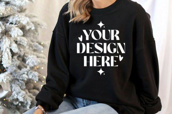 Transform Your Holiday Sales with the Christmas Gildan 18000 Black Mockup Bundle